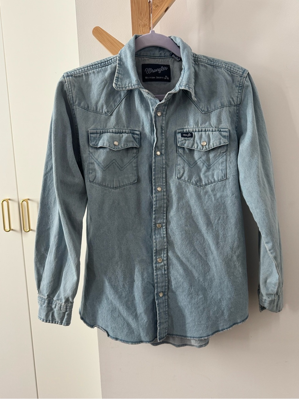 Wrangler Light Blue Denim Western Button-Down Shirt